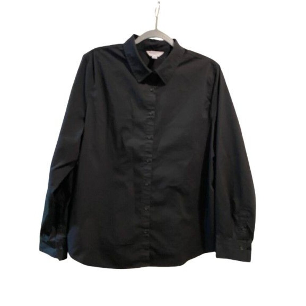 Women's XXL 20 Button Down Shirt Black Time & Tru Long Sleeve